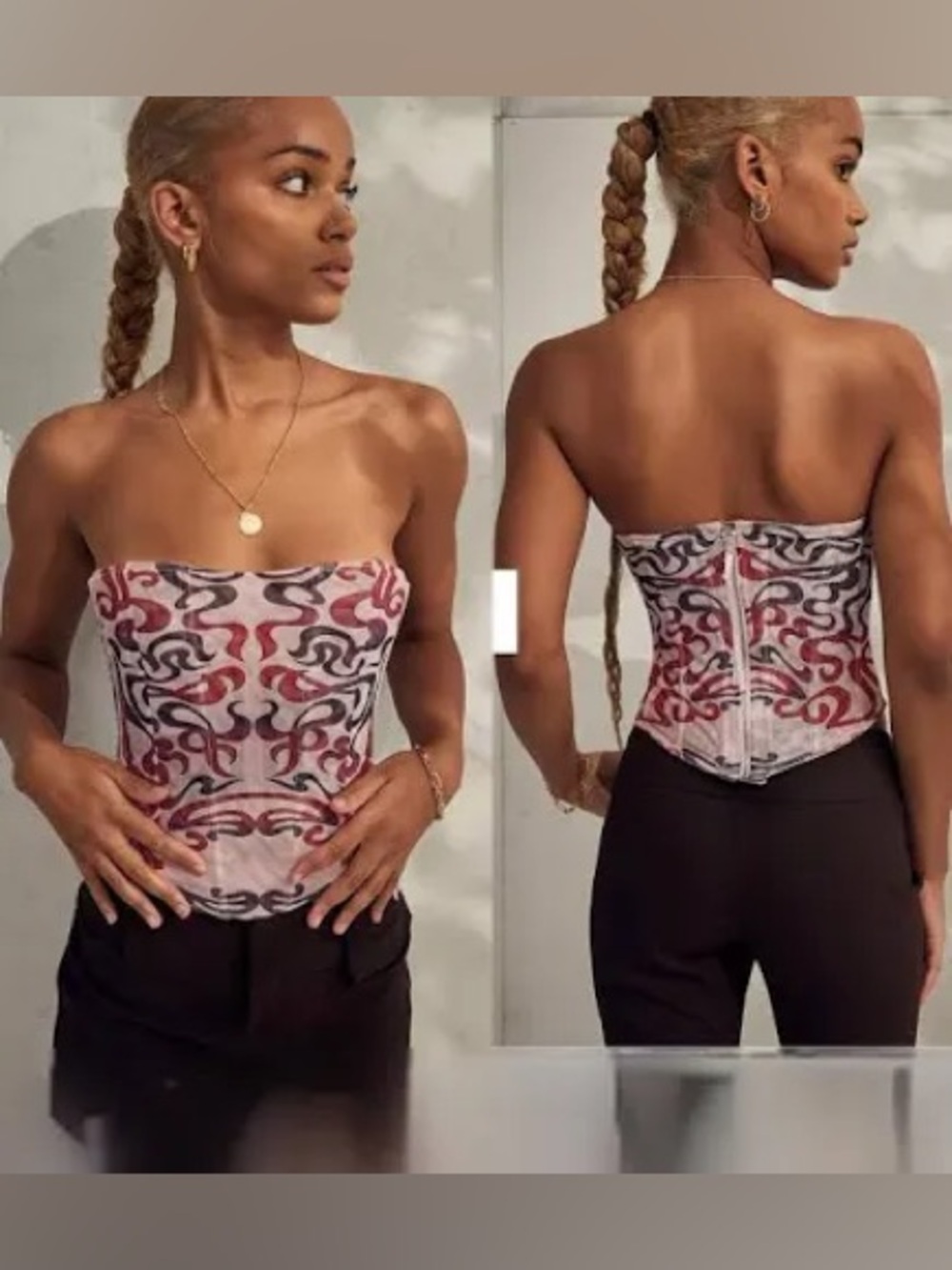 New with tags MIAOU x Urban Outfitters Peri Mesh Boned Strapless Corset Rear Zip